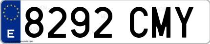 Ejemplo de matrícula española 8292 CMY