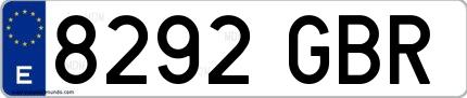 Ejemplo de matrícula española 8292 GBR
