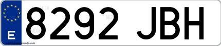 Ejemplo de matrícula española 8292 JBH