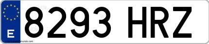 Ejemplo de matrícula española 8293 HRZ