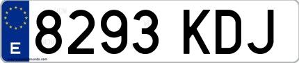 Ejemplo de matrícula española 8293 KDJ