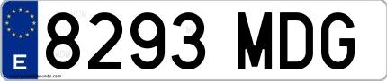 Ejemplo de matrícula española 8293 MDG