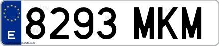 Ejemplo de matrícula española 8293 MKM