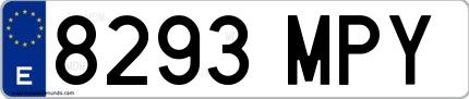 Ejemplo de matrícula española 8293 MPY