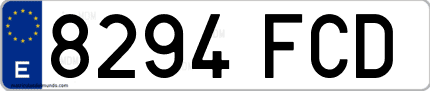Ejemplo de matrícula de coche ordinaria 8294 FCD