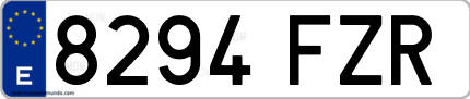 Ejemplo de matrícula de coche ordinaria 8294 FZR