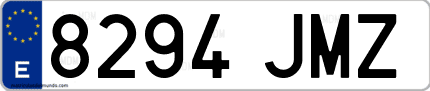 Ejemplo de matrícula de coche ordinaria 8294 JMZ