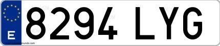 Ejemplo de matrícula española 8294 LYG