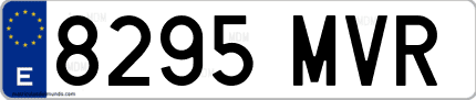 Ejemplo de matrícula de coche ordinaria 8295 MVR