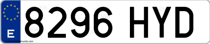 Ejemplo de matrícula de coche ordinaria 8296 HYD