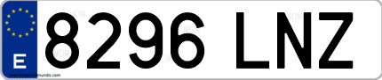 Ejemplo de matrícula de coche ordinaria 8296 LNZ