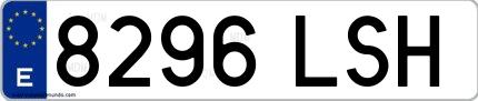 Ejemplo de matrícula española 8296 LSH