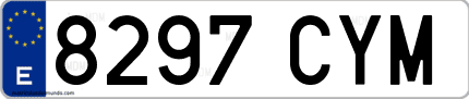 Ejemplo de matrícula de coche ordinaria 8297 CYM