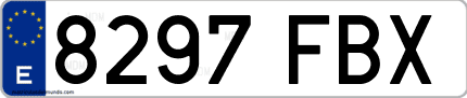 Ejemplo de matrícula de coche ordinaria 8297 FBX