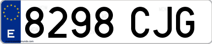 Ejemplo de matrícula de coche ordinaria 8298 CJG