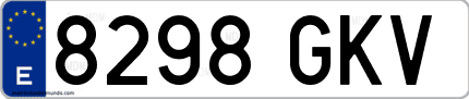 Ejemplo de matrícula de coche ordinaria 8298 GKV