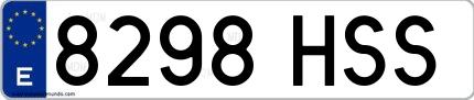 Ejemplo de matrícula española 8298 HSS