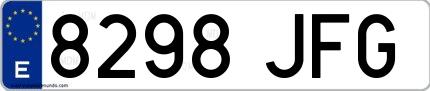 Ejemplo de matrícula española 8298 JFG