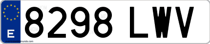 Ejemplo de matrícula de coche ordinaria 8298 LWV