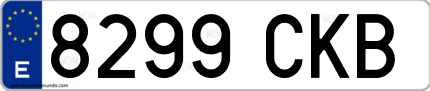Ejemplo de matrícula de coche ordinaria 8299 CKB