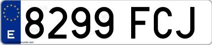 Ejemplo de matrícula española 8299 FCJ