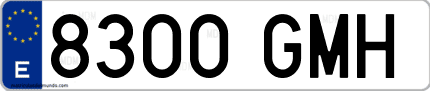 Ejemplo de matrícula de coche ordinaria 8300 GMH