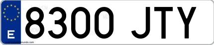 Ejemplo de matrícula española 8300 JTY