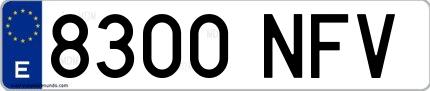 Ejemplo de matrícula española 8300 NFV