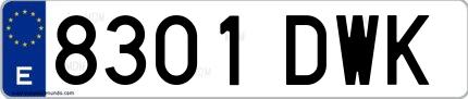 Ejemplo de matrícula española 8301 DWK