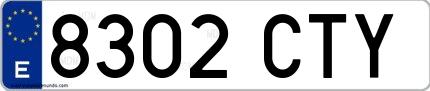 Ejemplo de matrícula española 8302 CTY