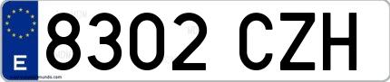 Ejemplo de matrícula española 8302 CZH