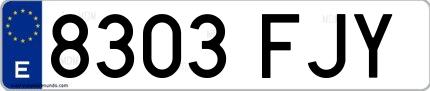 Ejemplo de matrícula española 8303 FJY
