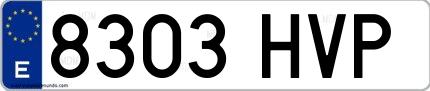 Ejemplo de matrícula española 8303 HVP