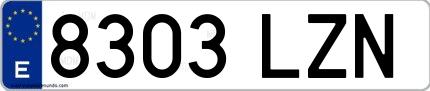 Ejemplo de matrícula española 8303 LZN