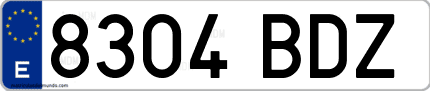 Ejemplo de matrícula de coche ordinaria 8304 BDZ