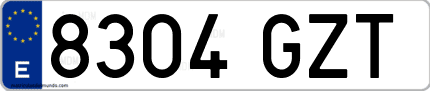 Ejemplo de matrícula de coche ordinaria 8304 GZT