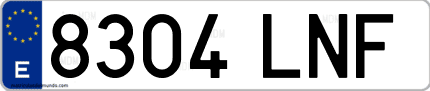 Ejemplo de matrícula de coche ordinaria 8304 LNF