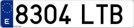 Ejemplo de matrícula española 8304 LTB