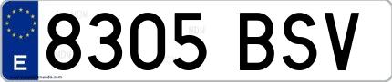 Ejemplo de matrícula española 8305 BSV