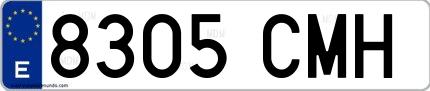 Ejemplo de matrícula española 8305 CMH