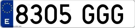 Ejemplo de matrícula española 8305 GGG