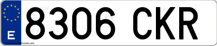 Ejemplo de matrícula de coche ordinaria 8306 CKR