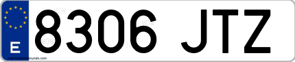Ejemplo de matrícula de coche ordinaria 8306 JTZ