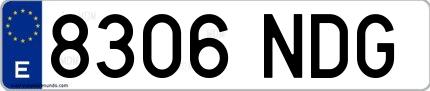 Ejemplo de matrícula española 8306 NDG
