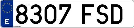 Ejemplo de matrícula española 8307 FSD