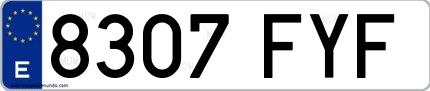 Ejemplo de matrícula española 8307 FYF