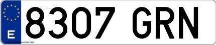 Ejemplo de matrícula española 8307 GRN