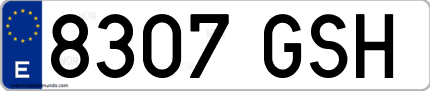 Ejemplo de matrícula de coche ordinaria 8307 GSH