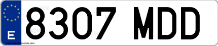 Ejemplo de matrícula de coche ordinaria 8307 MDD
