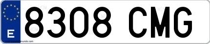 Ejemplo de matrícula española 8308 CMG
